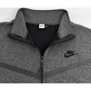Nike Fleece Full Zip Short Sleeve Jacket Men L Gray Training Gym